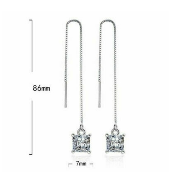 925 SILVER THREADER DANGLE EARRINGS - Picture 3 of 6